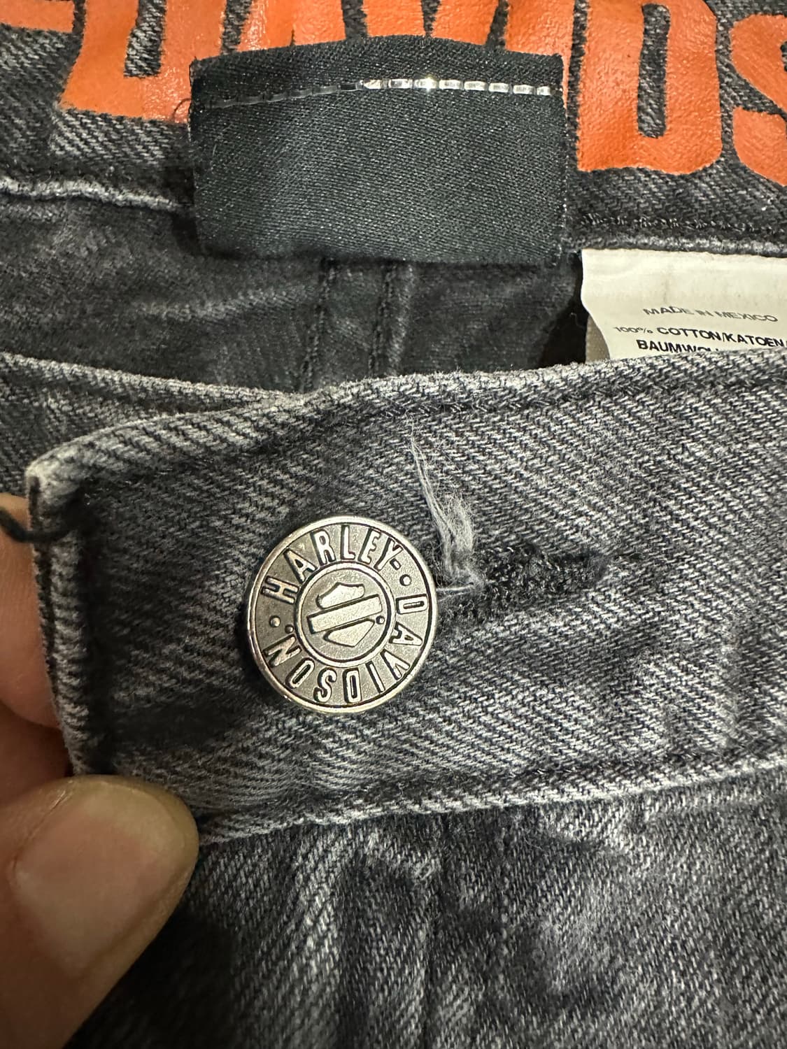 할리데이비슨(HARLEY-DAVIDSON) 빅로고 블랙 워시드 데님 팬츠 상품이미지3