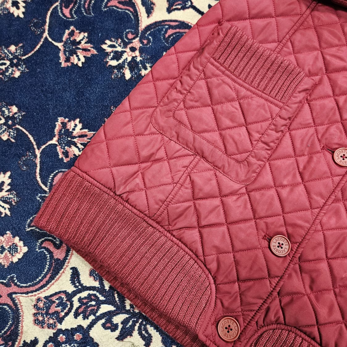 라코스테(Lacoste) 니트 배색 퀄팅 후드 자켓 38size 상품이미지5