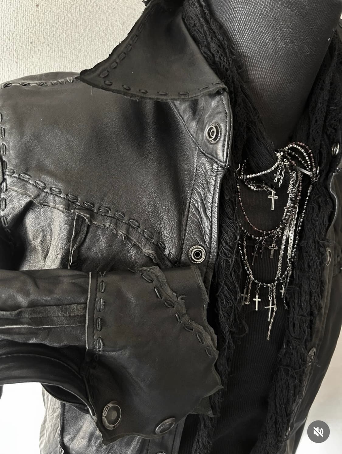 14th addiction rare cutting leather shir 상품이미지7