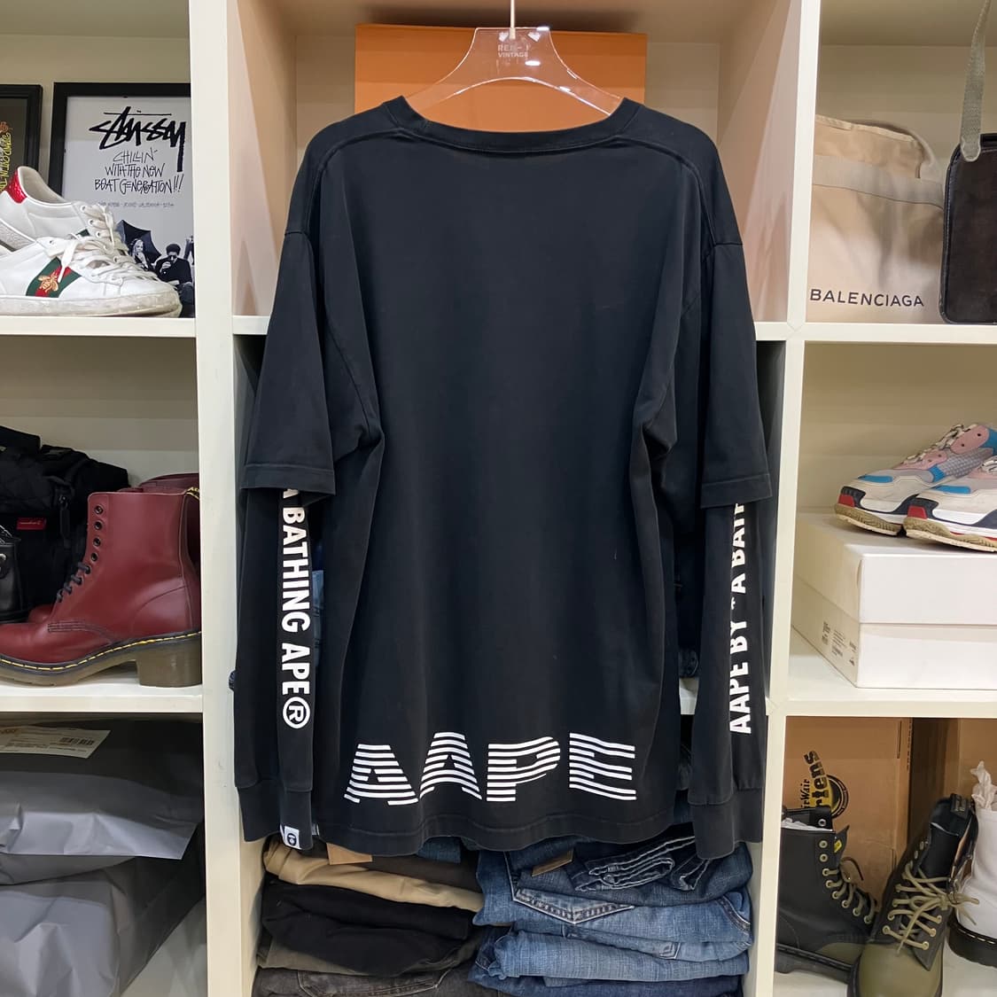 에이프 레이어드 블랙 스웨트셔츠 XL 상품이미지3