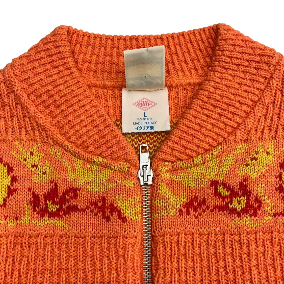 오일릴리 오렌지 에스닉패턴 니트 집업 L 상품이미지5