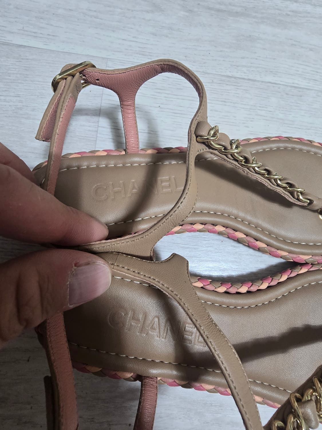 (정품) 샤넬 CC로고 가죽 샌들 37(명품 여자 신발 슬리퍼 뮬) 상품이미지3