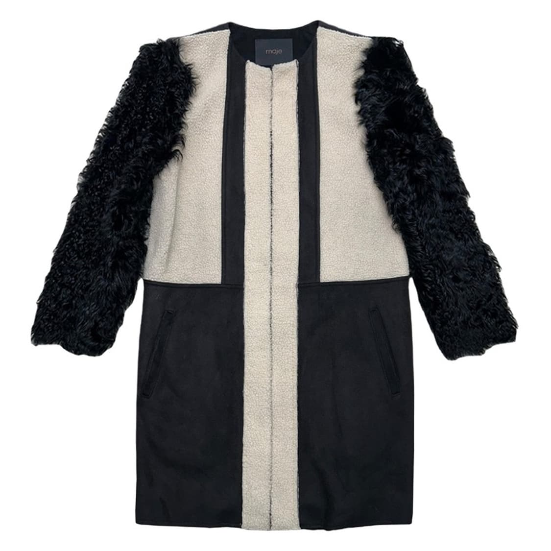 마쥬 시어링 배색 퍼코트 1 상품이미지1