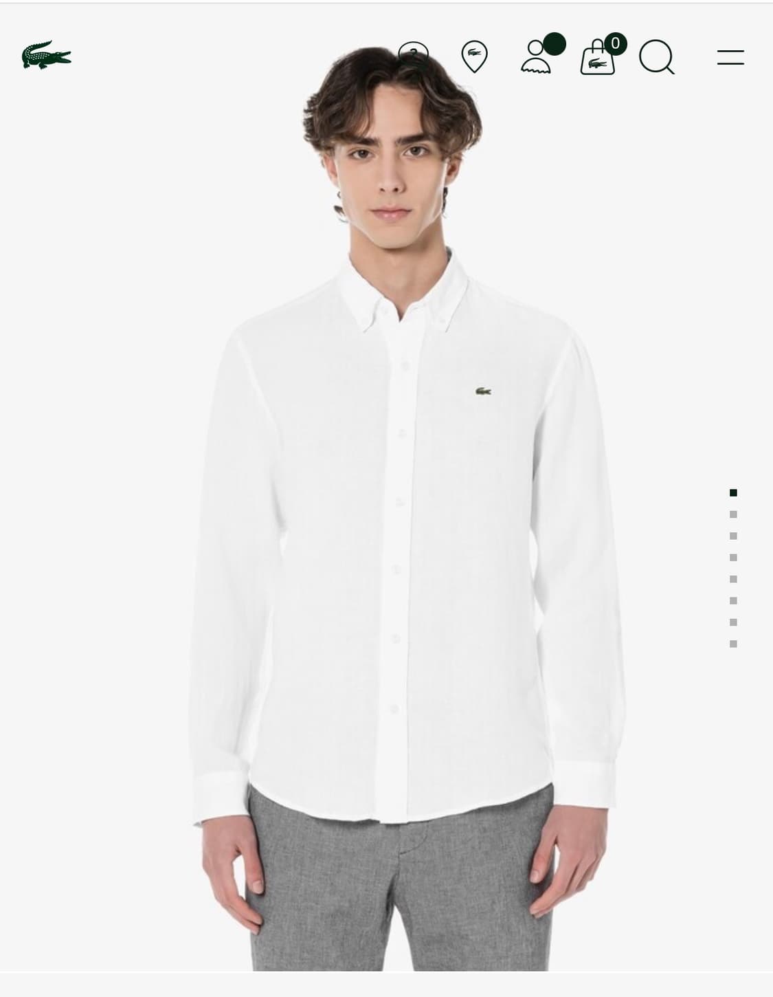 라코스테 린넨 100% 셔츠 화이트 (100)   상품이미지1