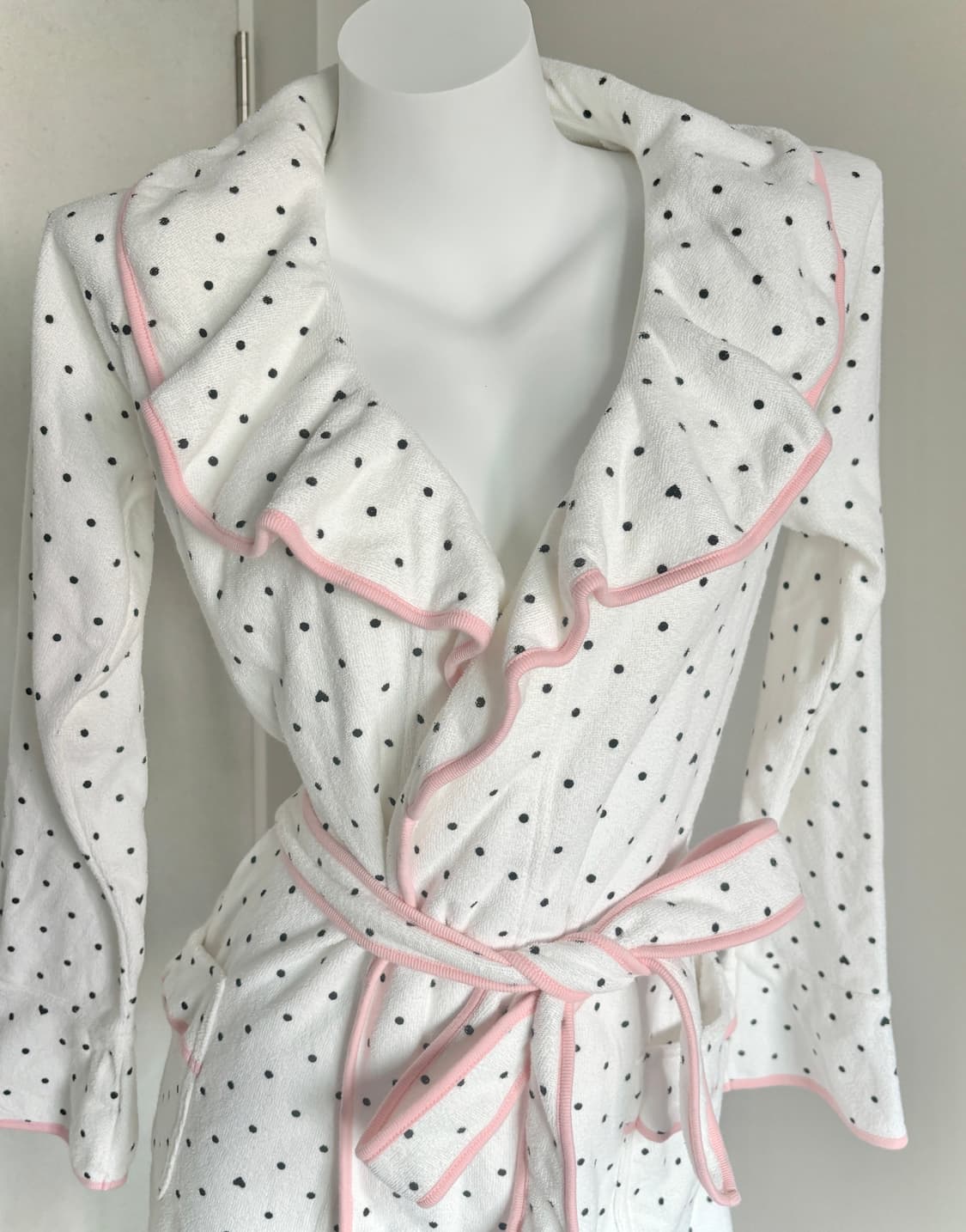 히메갸루 흰핑 도트 로브 샤워가운 헤이세이 방꾸템 핀터레스트 상품이미지2