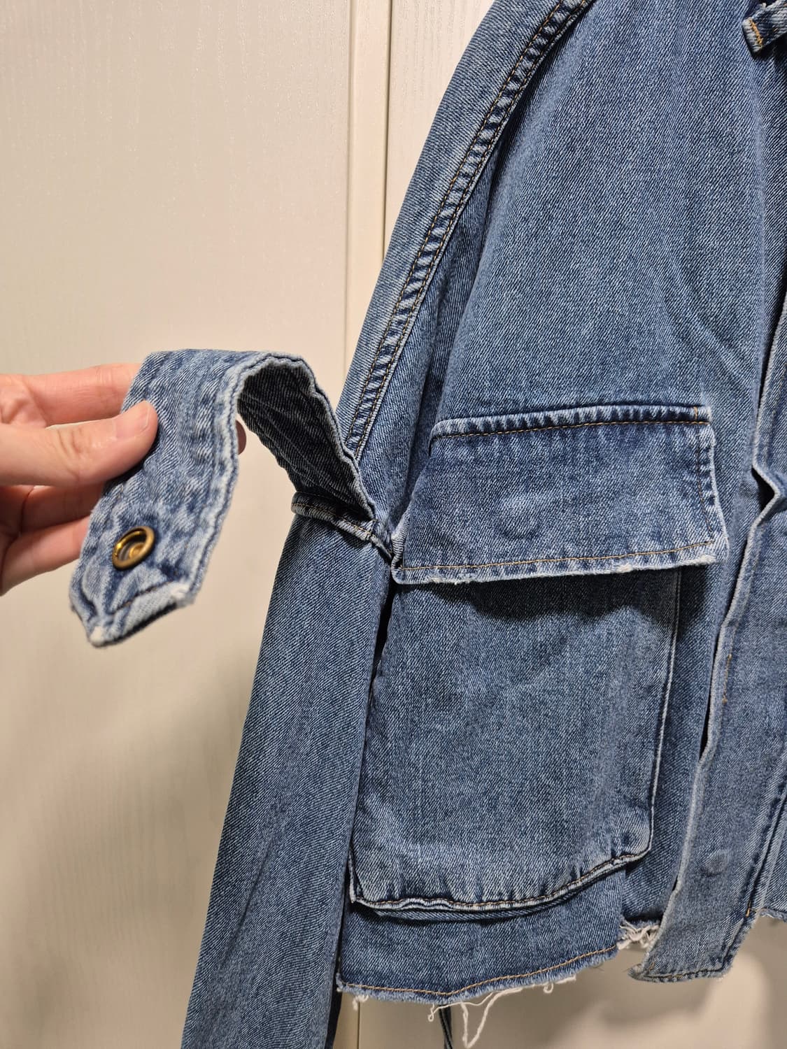 (세일)(새상품)아수라백작 디자인 데님 크롭 자켓 상품이미지3