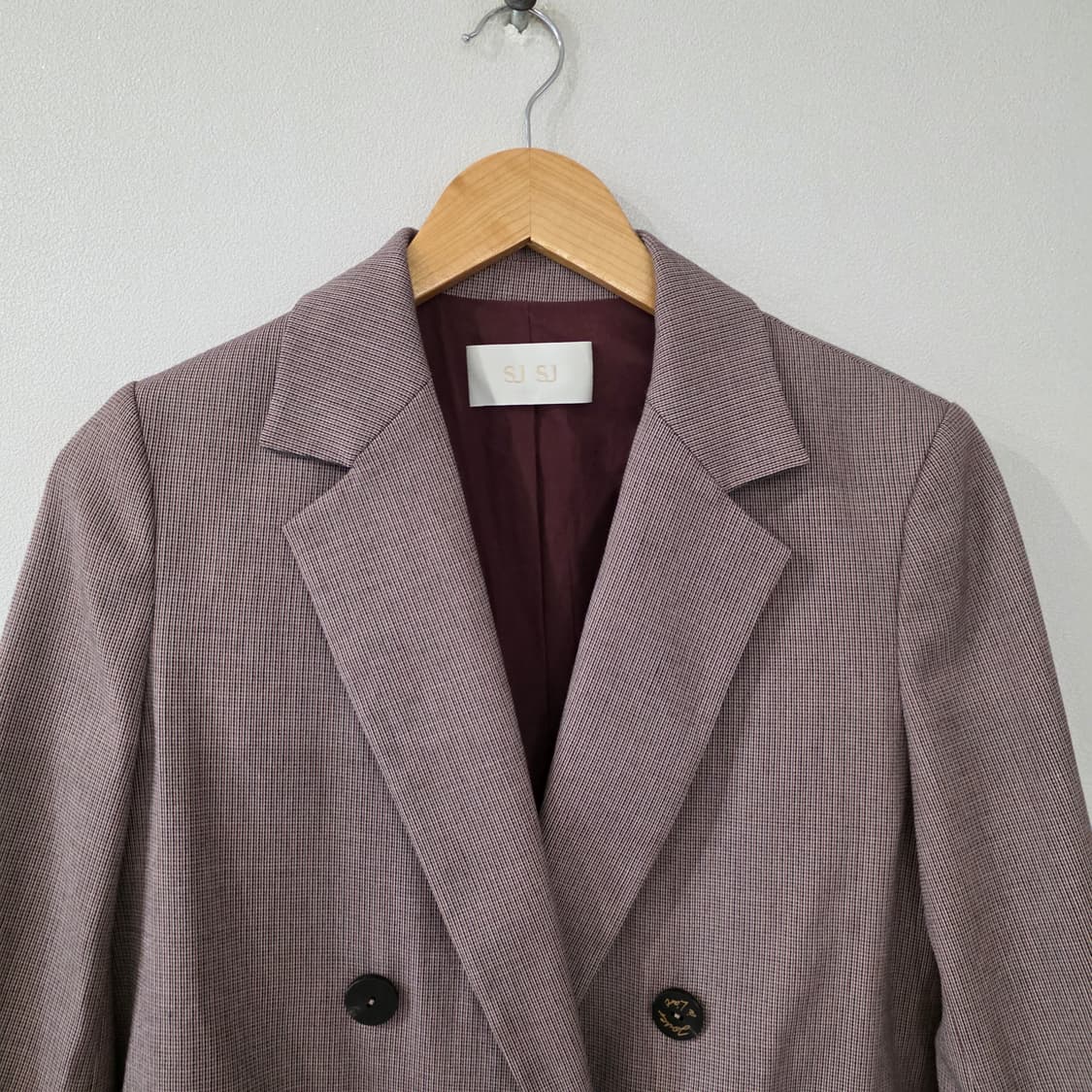 한섬 SJSJ 더블 버튼 체크 자켓 76-90-155 상품이미지3