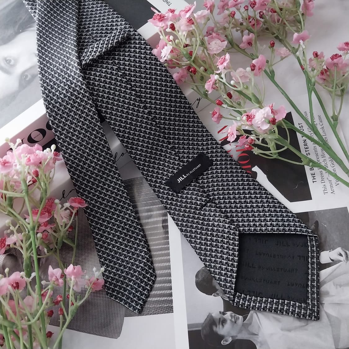 질 스튜어트 실크 텍스처 패턴 슬림 넥타이 7.7cm A+등급 K1443 상품이미지5