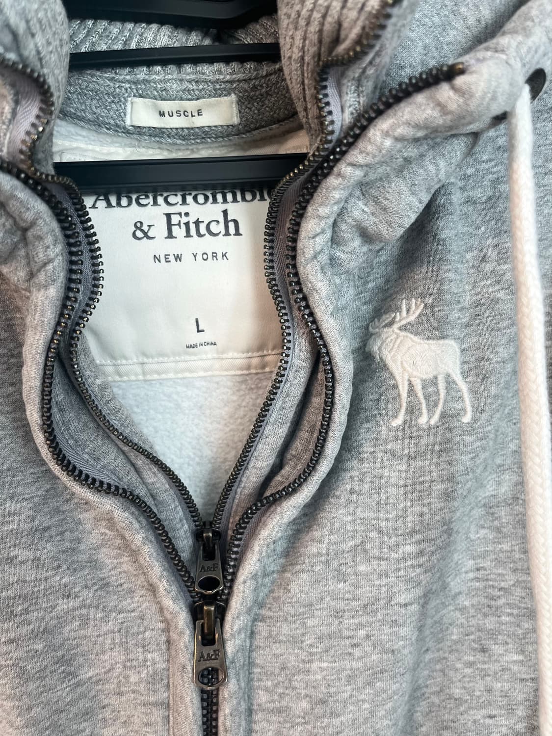 아베크롬비 화이트 순록 후드집업 그레이 [L] 상품이미지4