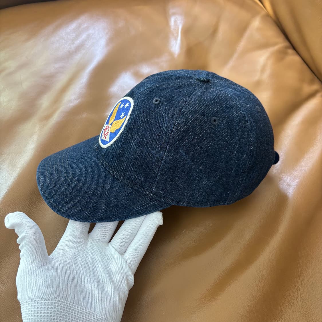 RRL 더블알엘 랄프로렌 폴로 윙로고 6패널 볼캡 모자 워시드 데님 상품이미지4