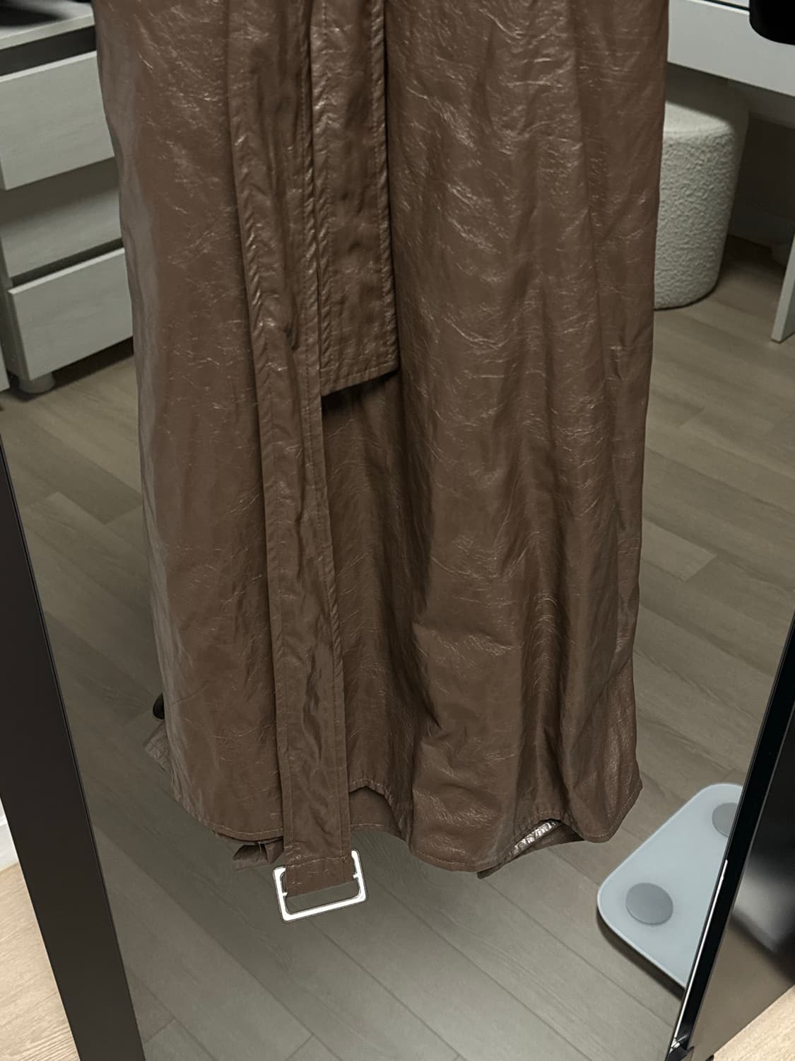 트리밍버드 레더 트렌치 롱 코트(다크초코브라운)  상품이미지4