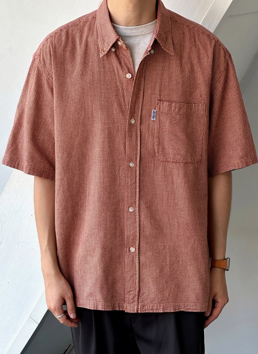Natural sucker fabric H/S shirt 상품이미지8