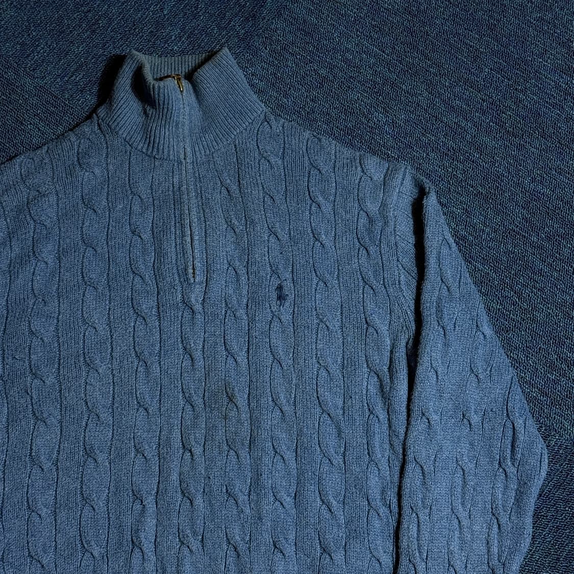 폴로 랄프로렌 케이블 폴라 니트 블루 상품이미지2