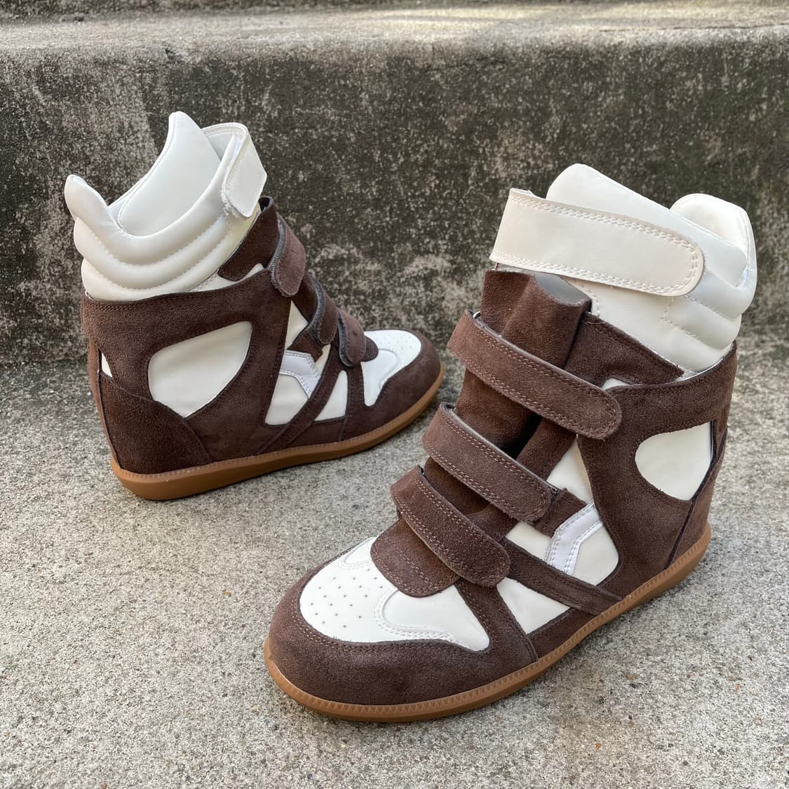 [39] Designer 가죽/스웨이드 웨지힐 스니커즈(250) 상품이미지5