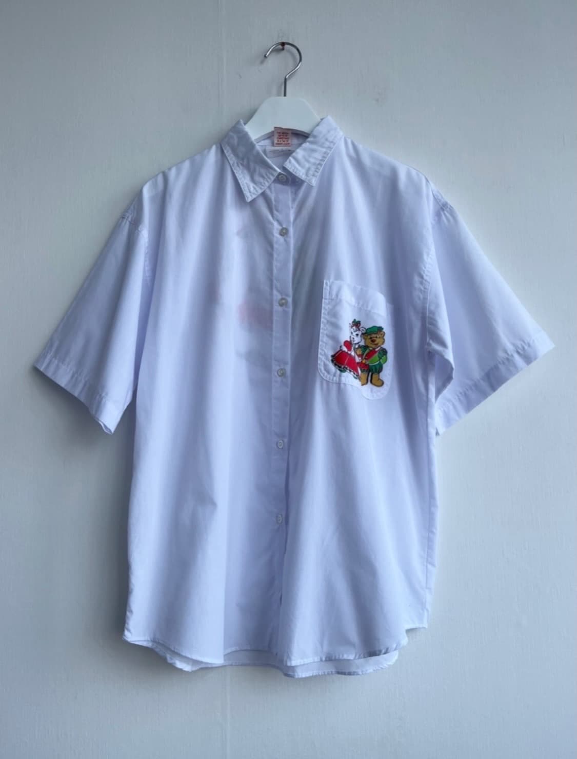 크리스마스 베어 프린팅 오버핏 반팔 셔츠 상품이미지1