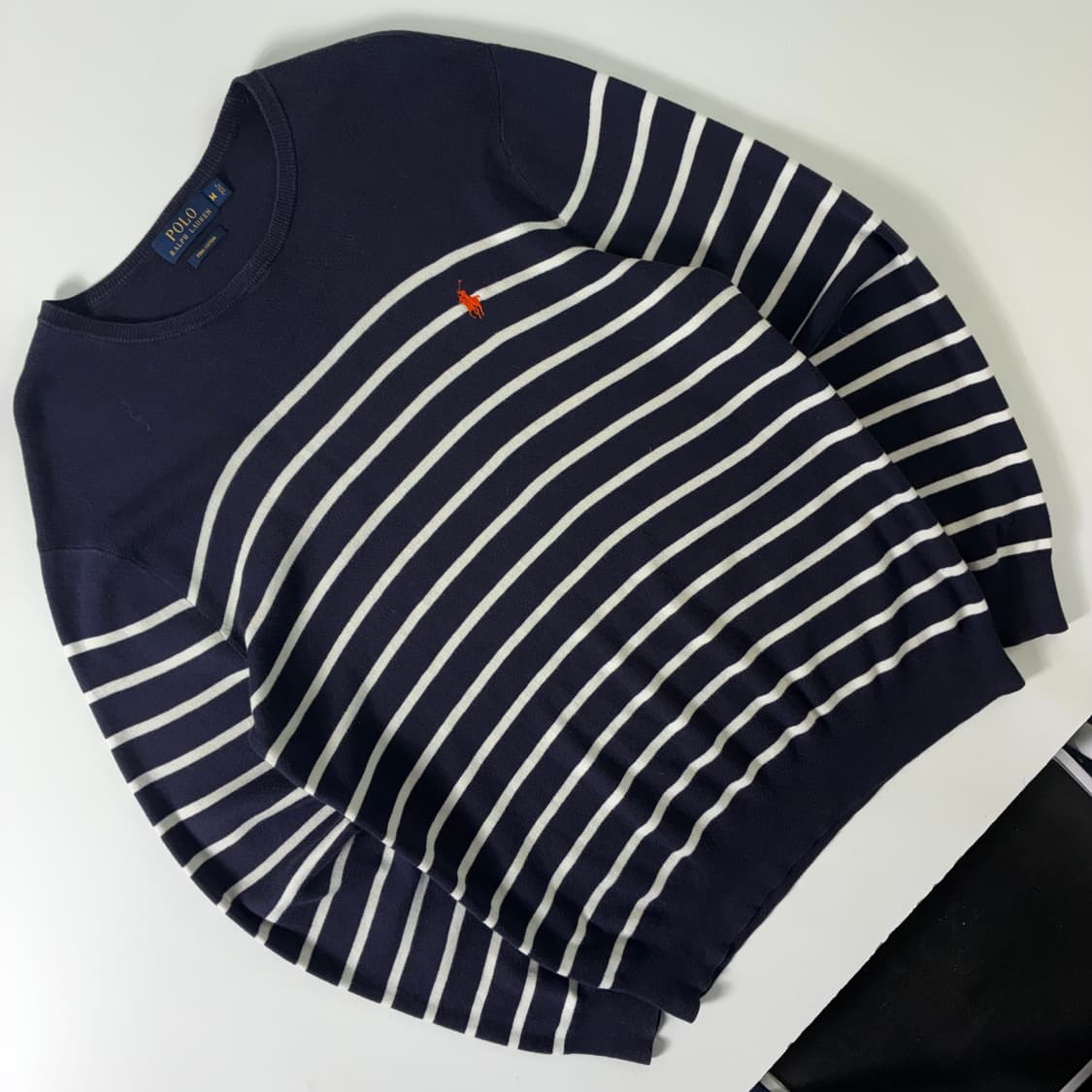 Polo  폴로 랄프로렌 자수 피마코튼 네이비 스트라이프 니트   상품이미지2