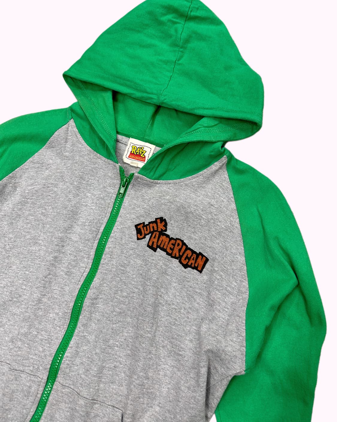 green raglan printing hood zip-up 상품이미지3