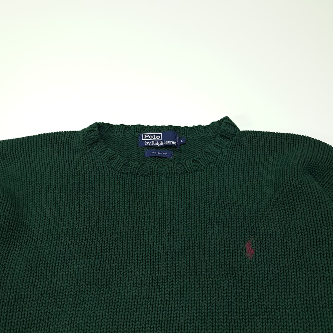CL044 폴로 코튼 90s블루라벨 헤비웨이트 헌터그린 니트 스웨터 상품이미지2
