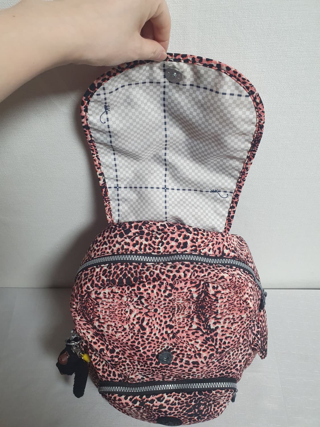 키플링 레오파드 패턴 백팩 핑크 블랙 포인트 상품이미지8