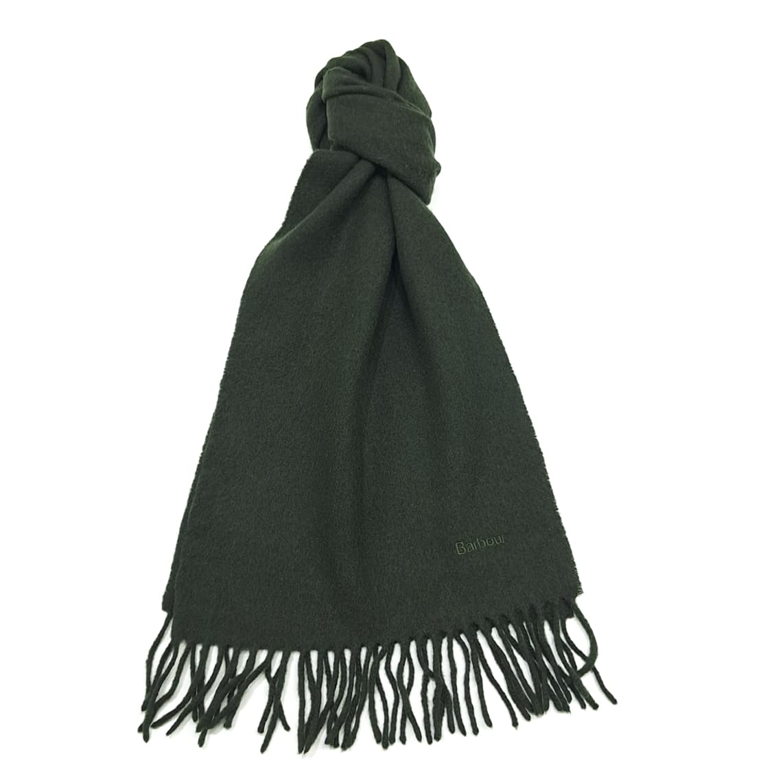 MX246 바버 다크그린 자수 램스울 목도리 머플러 상품이미지1
