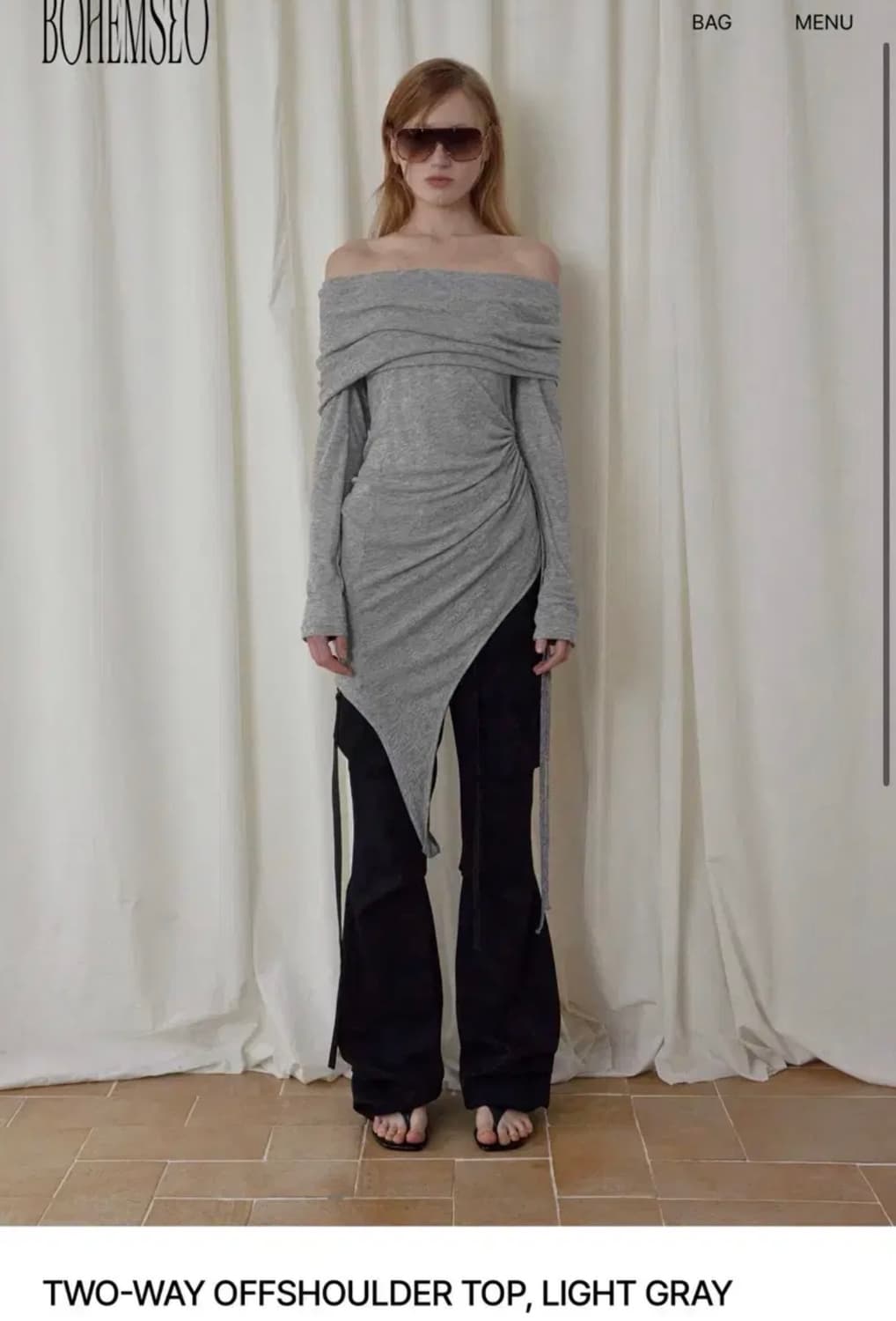 보헤미안서울 투웨이 오프숄더 탑 라이트그레이 상품이미지1