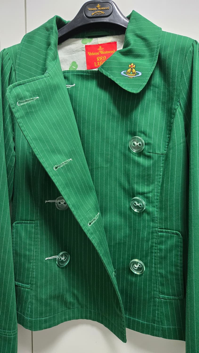 빈티지 비비안웨스트우드 레드라벨 그린 스트라이프 자켓 38사이즈 상품이미지4