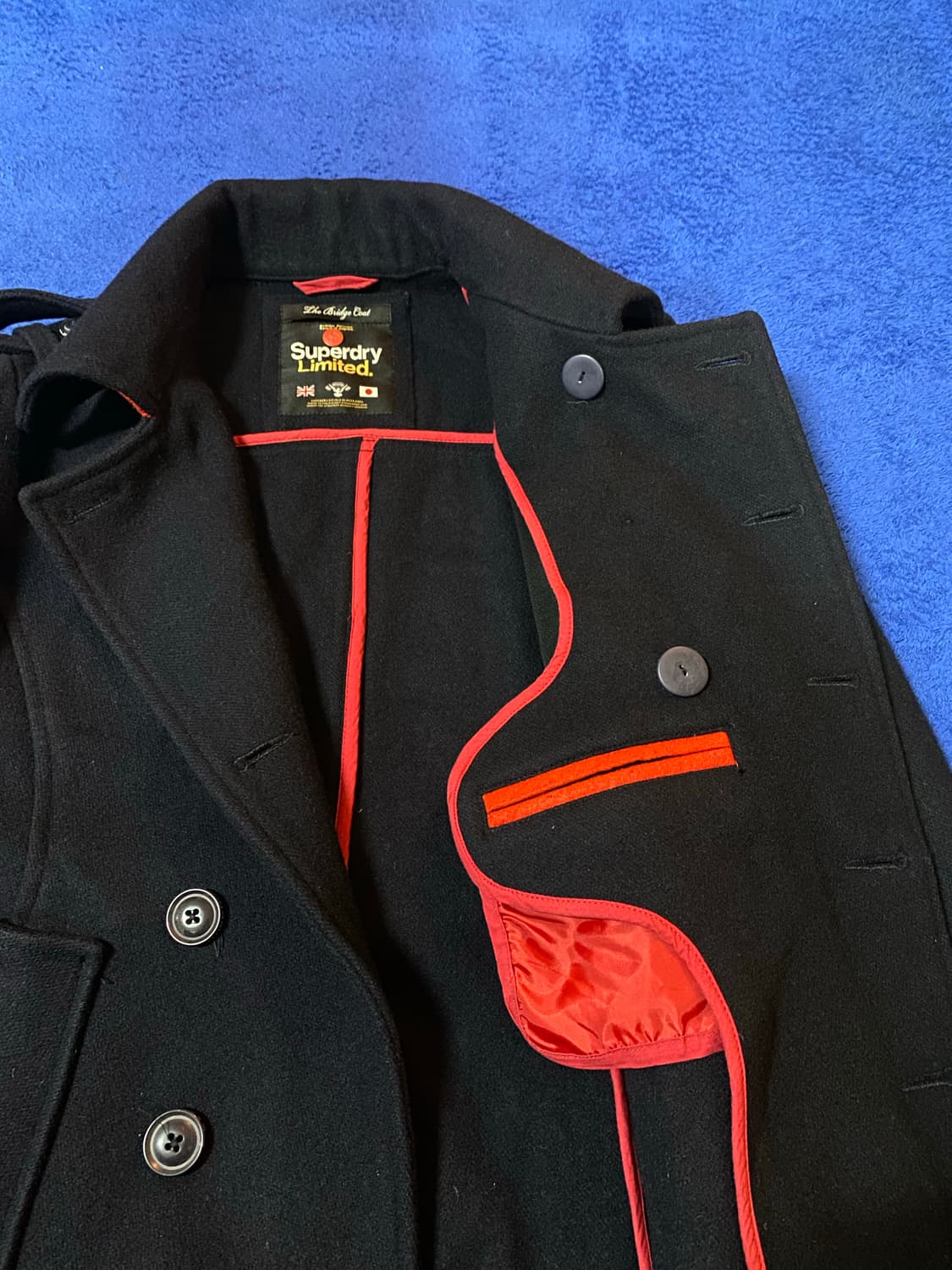 Superdry 슈퍼드라이 리미티드 일본 빈티지 블랙 피코트 M 상품이미지4