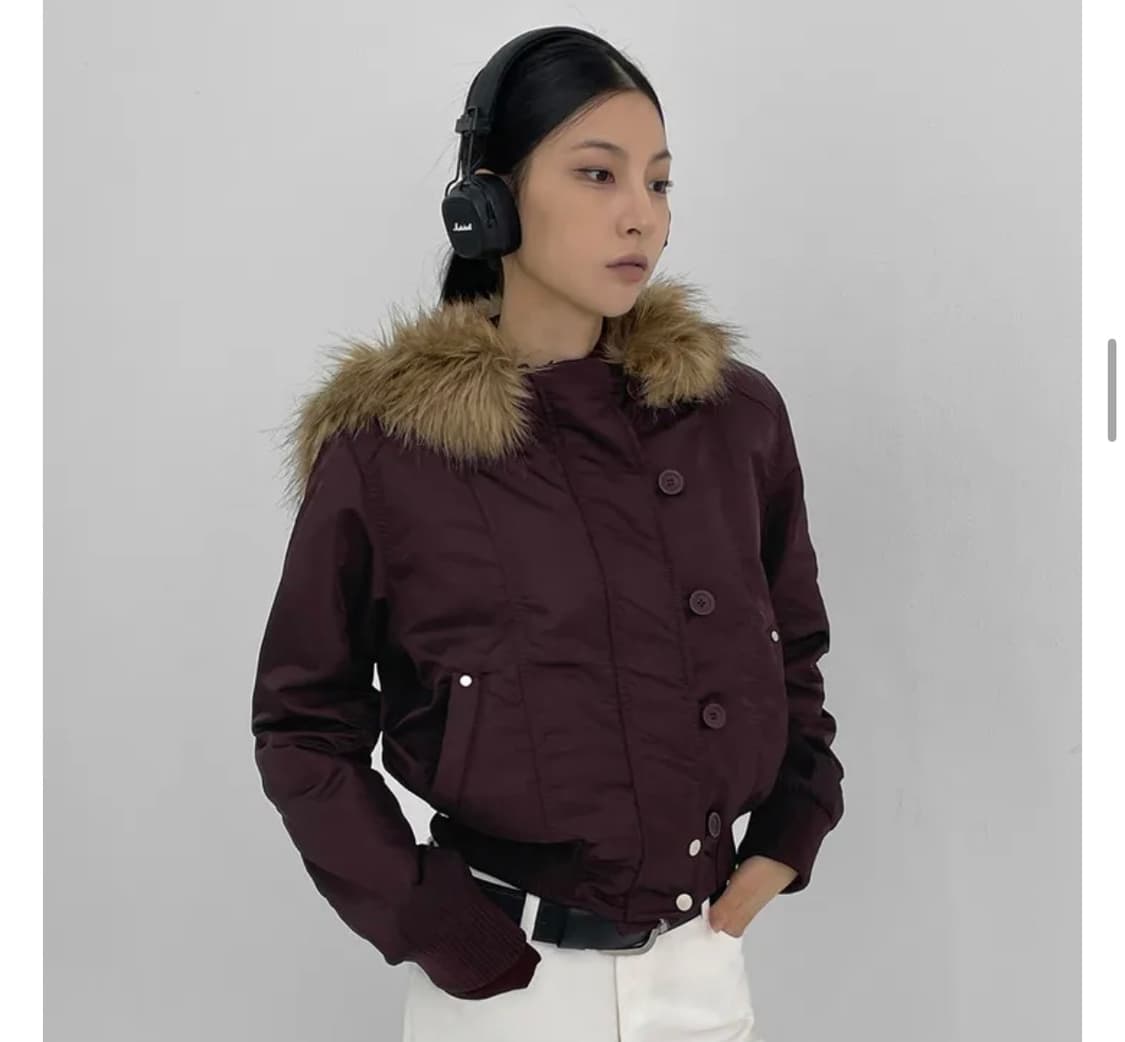 블랙업 포닐 퍼트리밍 후드 점퍼 퍼 점퍼 상품이미지2