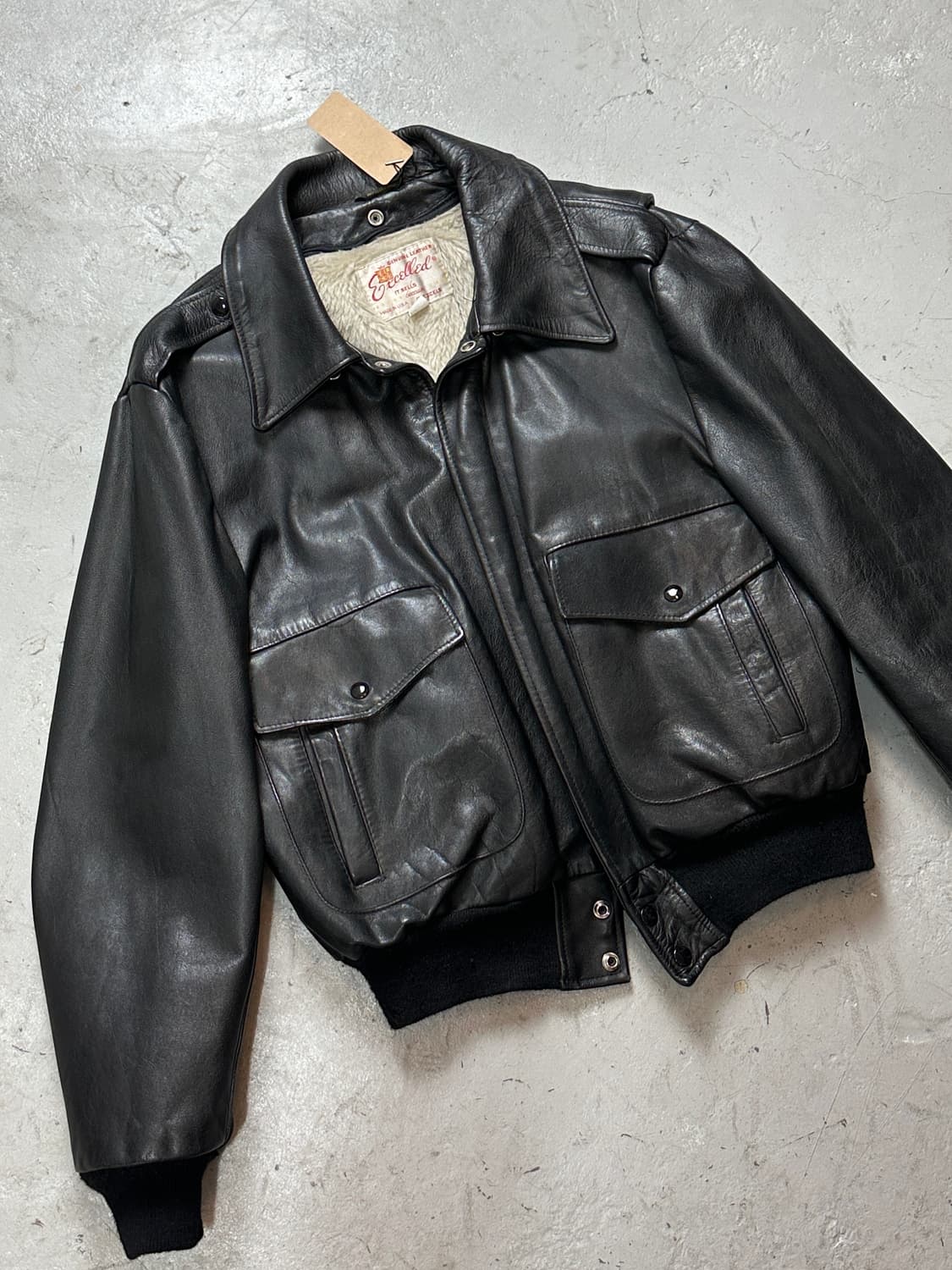 80's USA 빈티지 엑셀드 레더 봄버 자켓 빈티지 A2 레더 자켓 상품이미지5