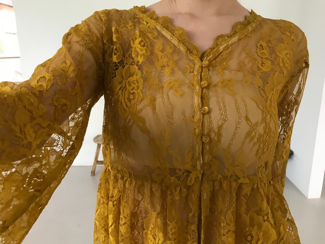 vintage yellow lace blouse 상품이미지4