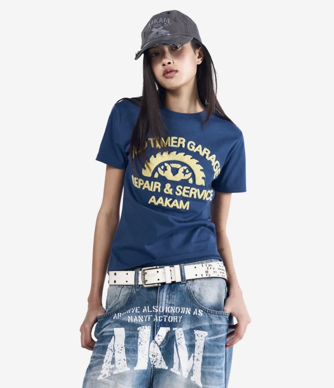 아카Repair Service Boucle Half Top (Navy) 상품이미지1