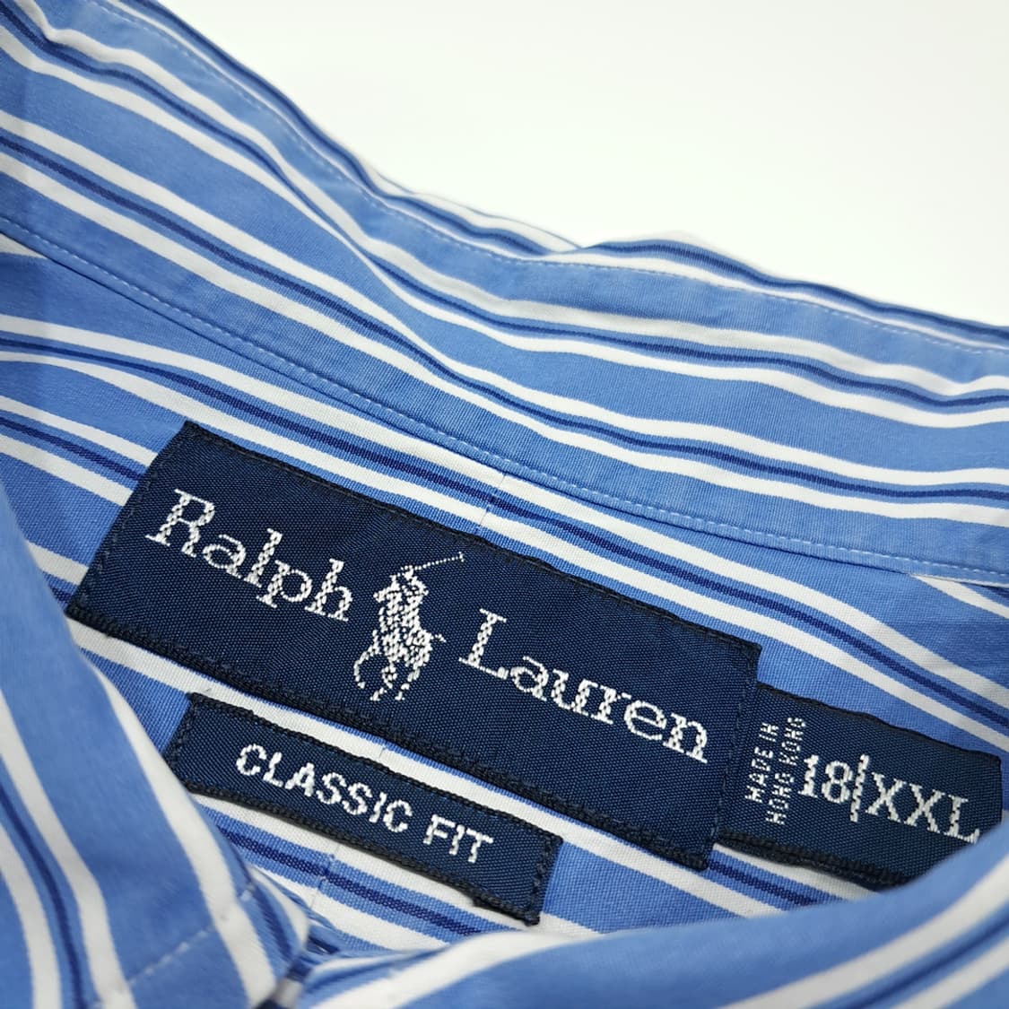 CK111 2XL 폴로 90s 홍콩판 블루 스트라이프 셔츠 남방 상품이미지3