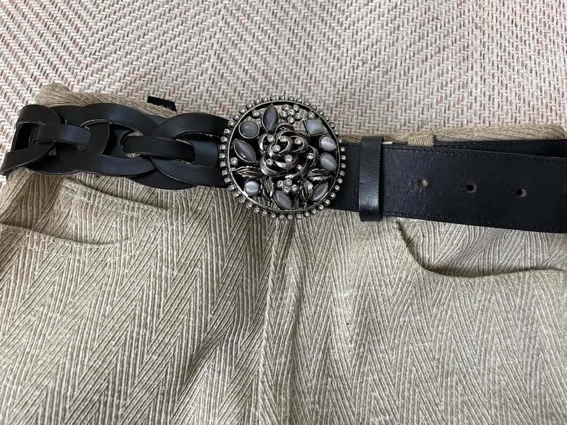 빈티지 웨스턴 오너먼트 플라워 버클 체인 벨트 J03837 상품이미지2