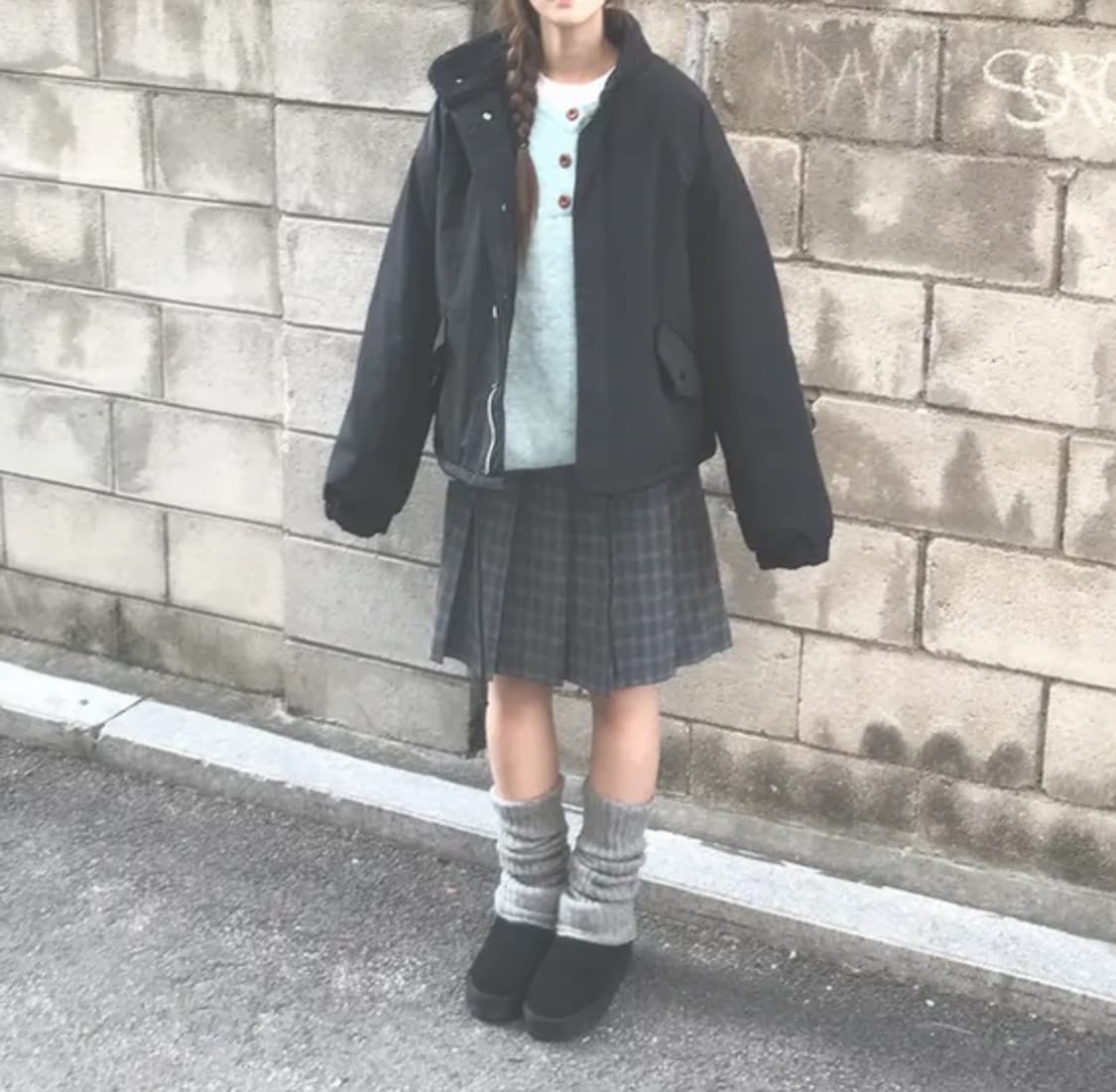 뒷벤딩 플리츠 체크 미디 스커트 치마 상품이미지2