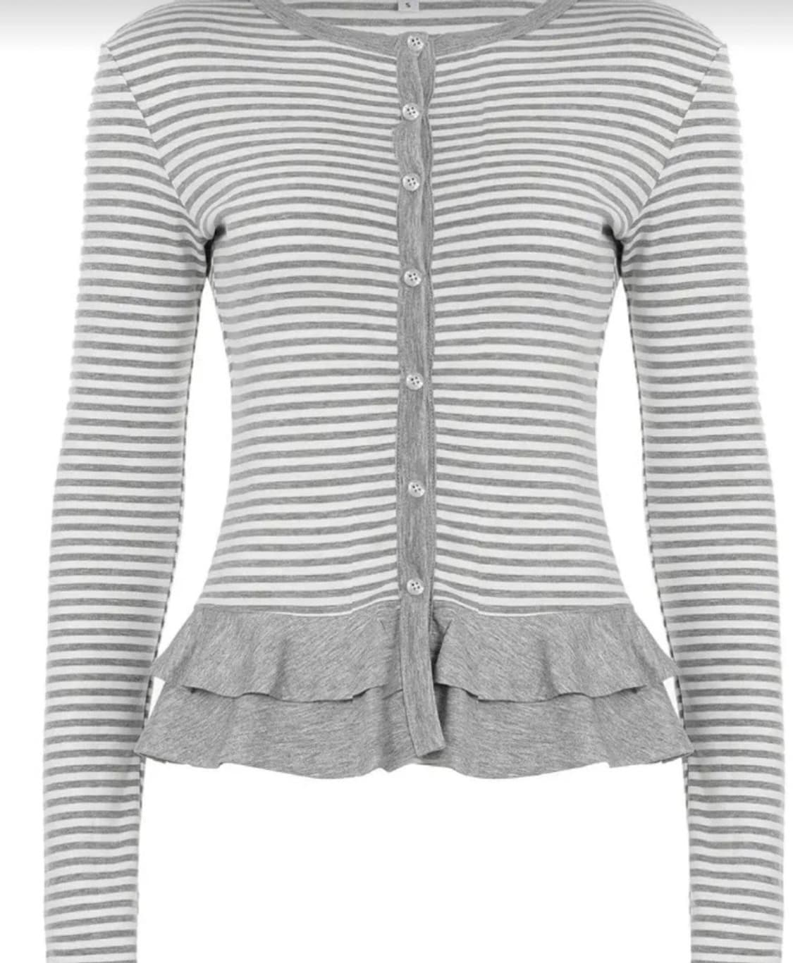 쉬인 스트라이프 프릴 가디건 상품이미지1