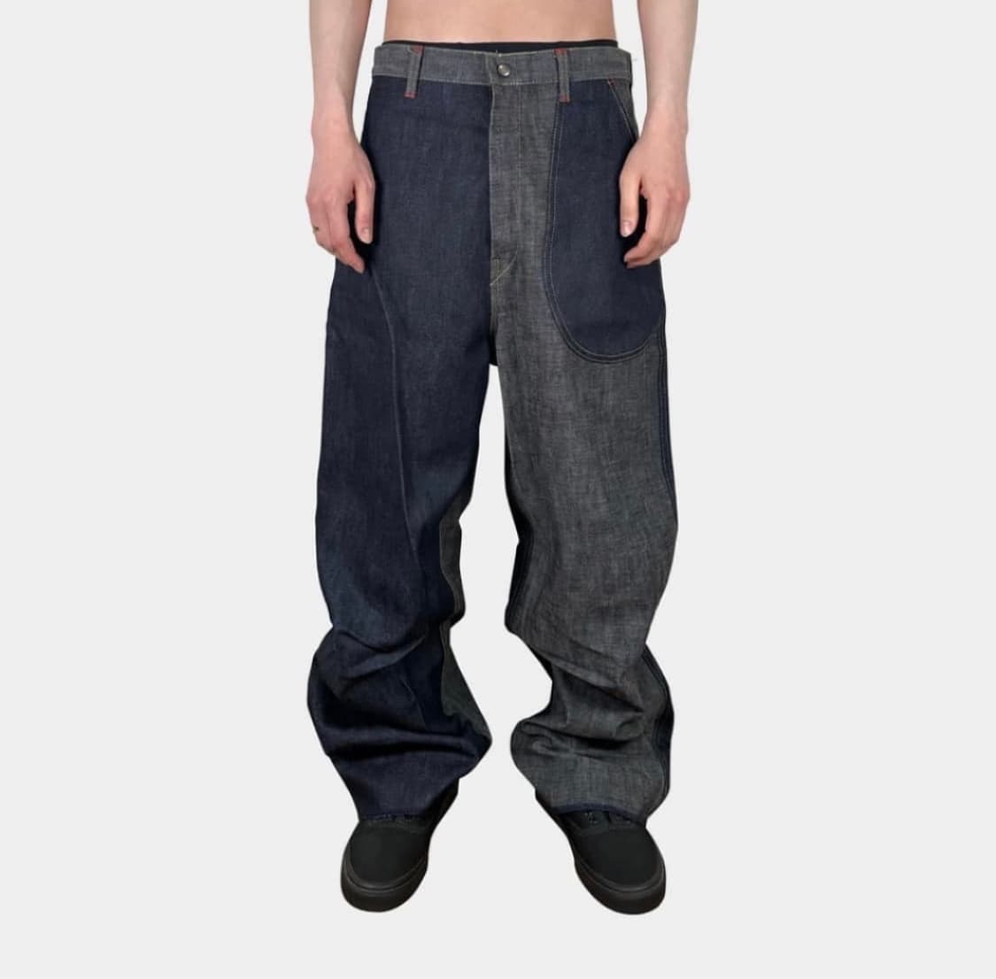 캐피탈 비대칭 와이드 데님 팬츠 mottainai 상품이미지1