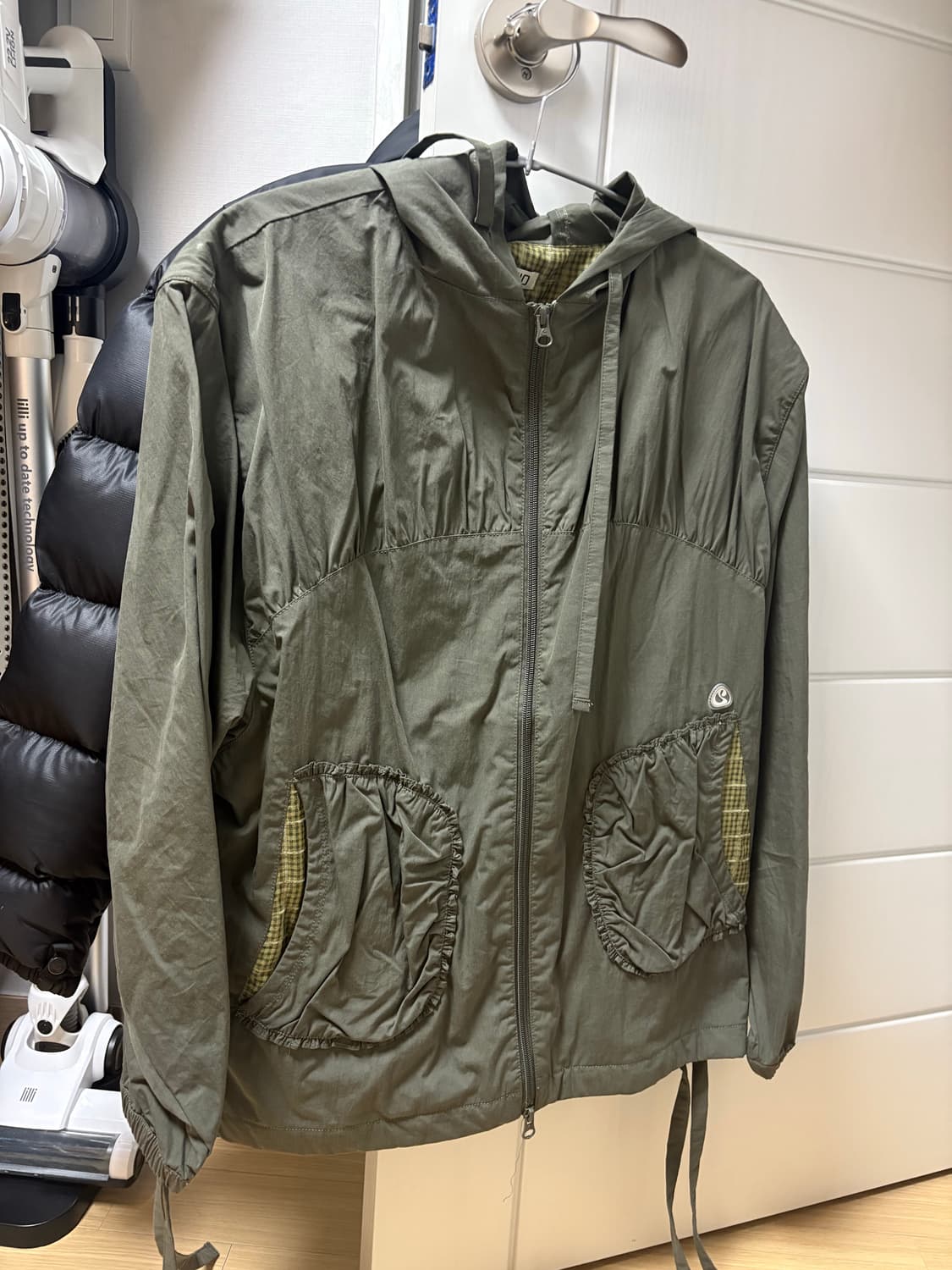 새상품) 코이세이오 체크 링클스 윈드브레이커 올리브 1사이즈 상품이미지3