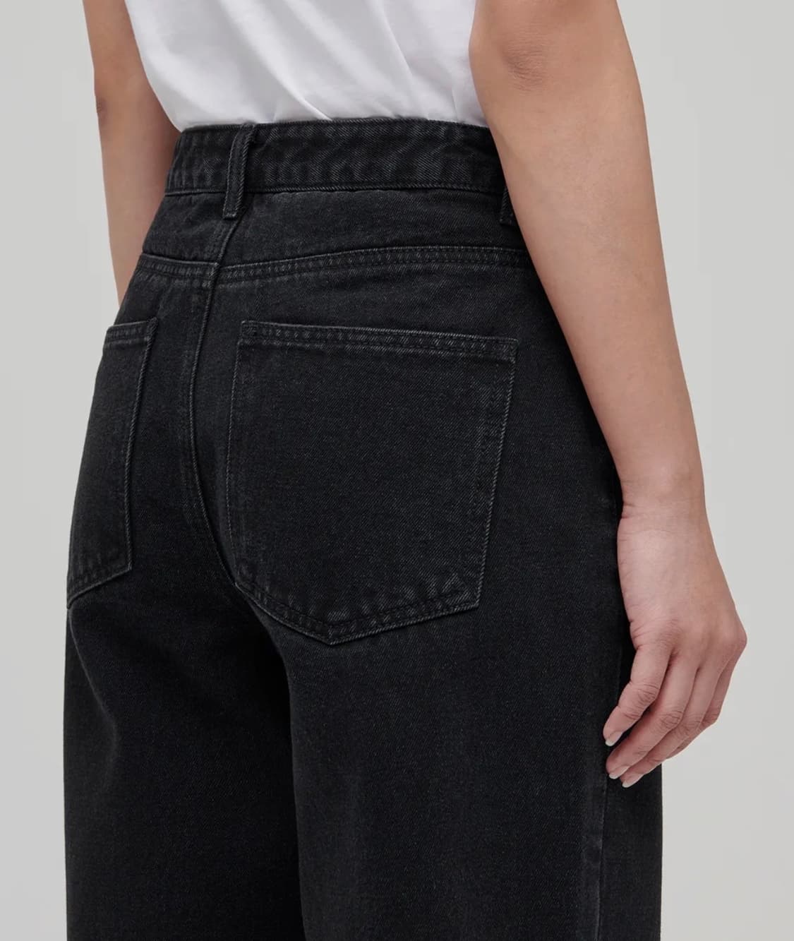 무신사스탠다드 우먼즈 와이드 데님 팬츠 워시드 블랙 30 상품이미지4