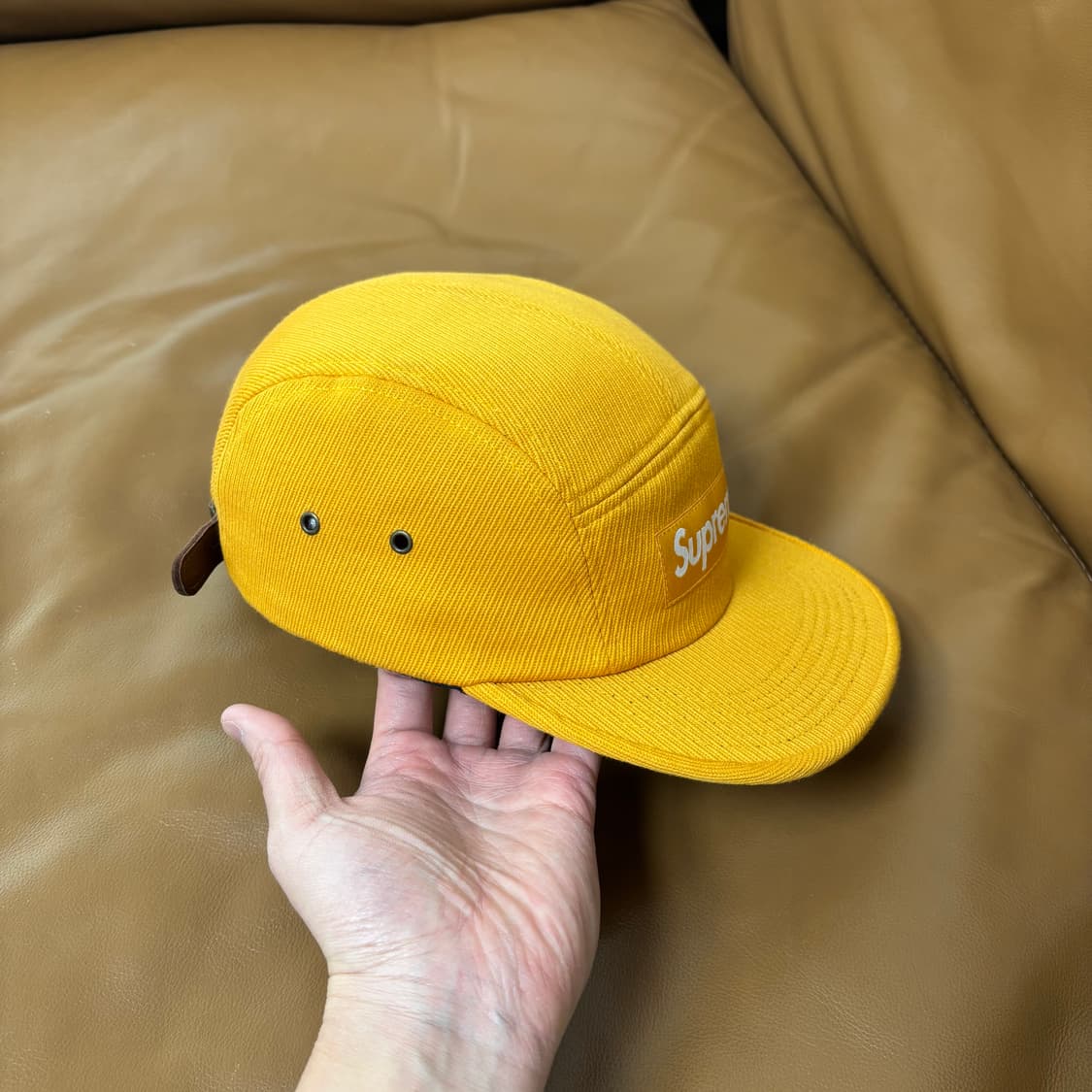 슈프림 캠프캡 모자 박스로고 머스타드 상품이미지3