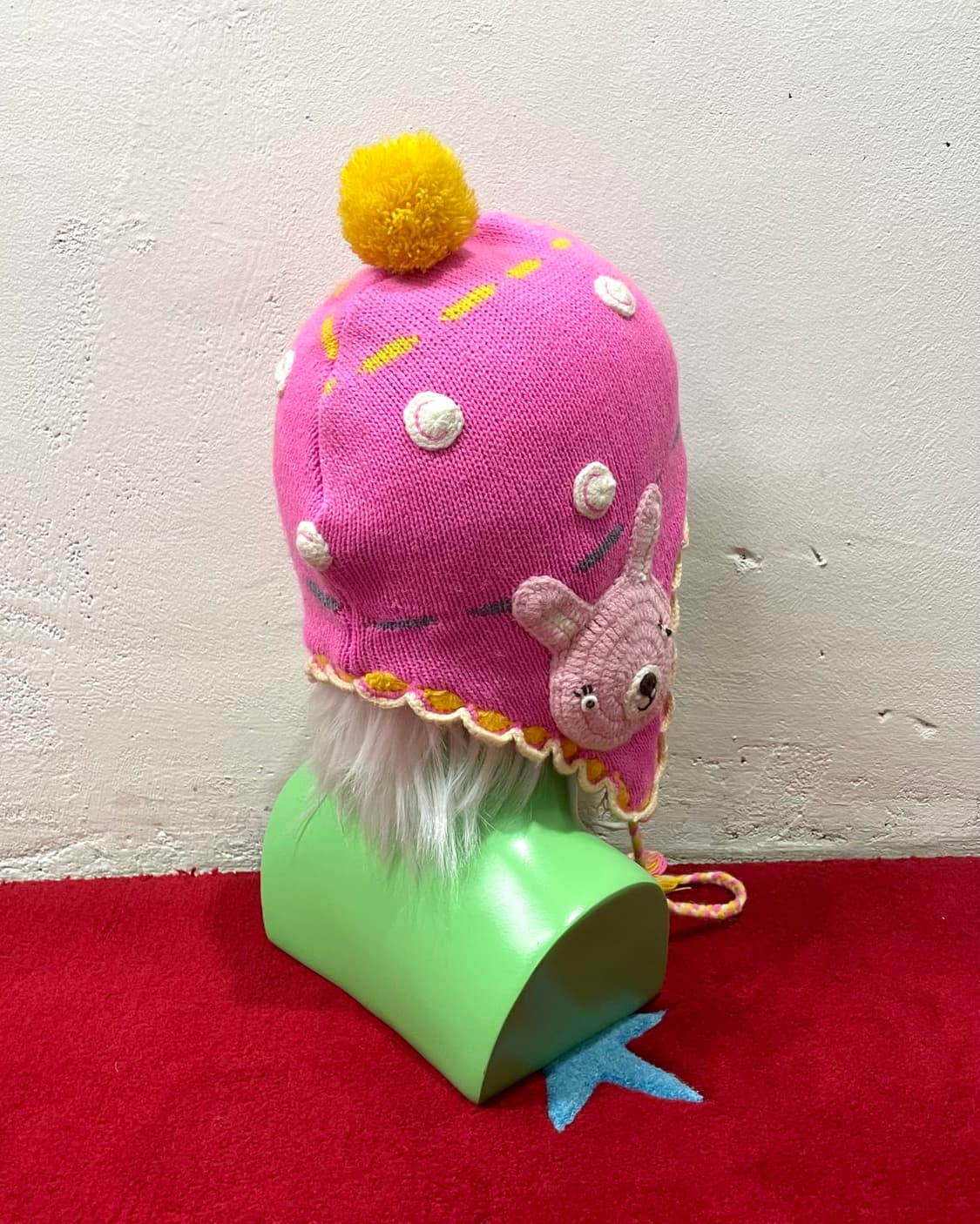 Rabbit embroidered pink earflap 상품이미지4