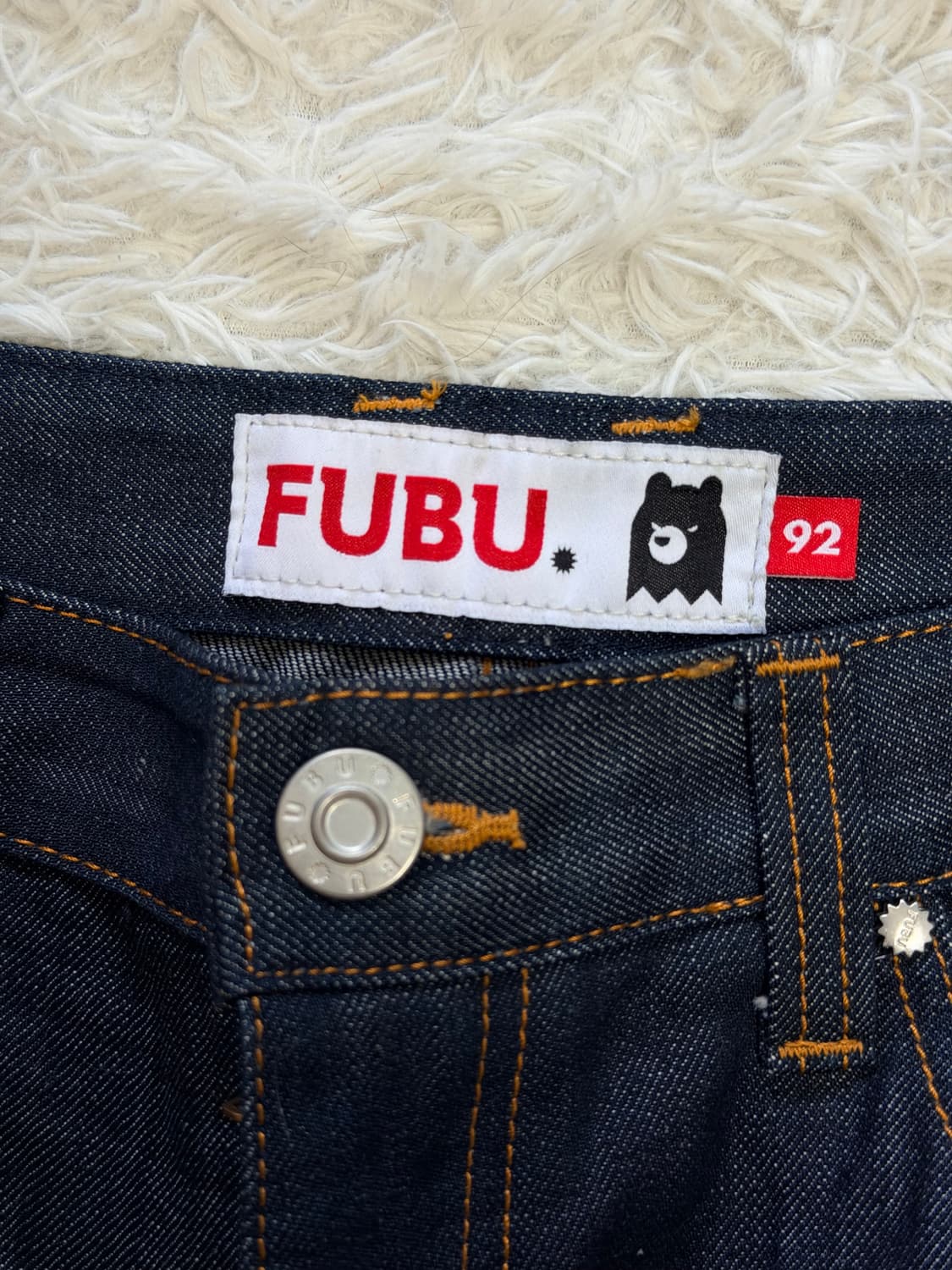FUBU(푸부) 오리지널 다크 인디고 생지 데님 하프 팬츠 상품이미지3