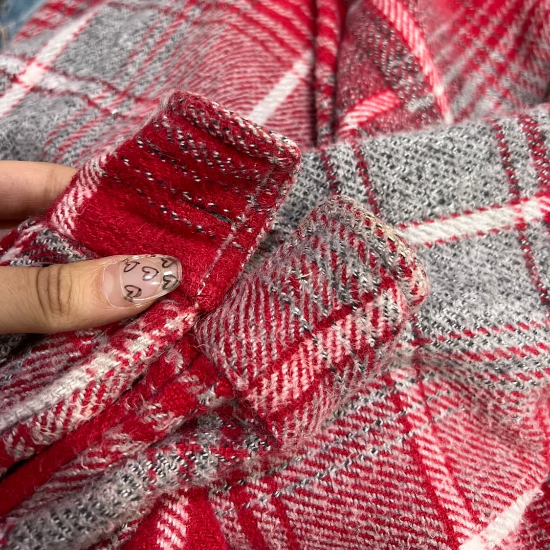 오버사이즈 체크 후드 자켓 상품이미지6