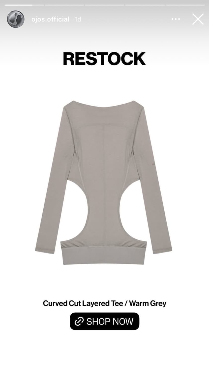 오호스 curved cut layerd tee warm grey 3 상품이미지1