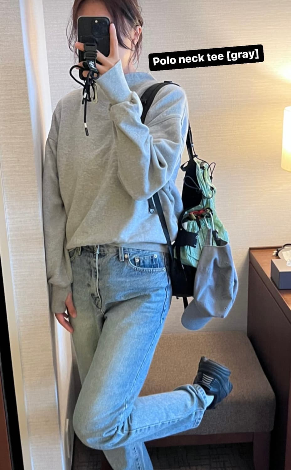 Nusnus 누스 빈티지 폴라 맨투맨 그레이 새상품 상품이미지1