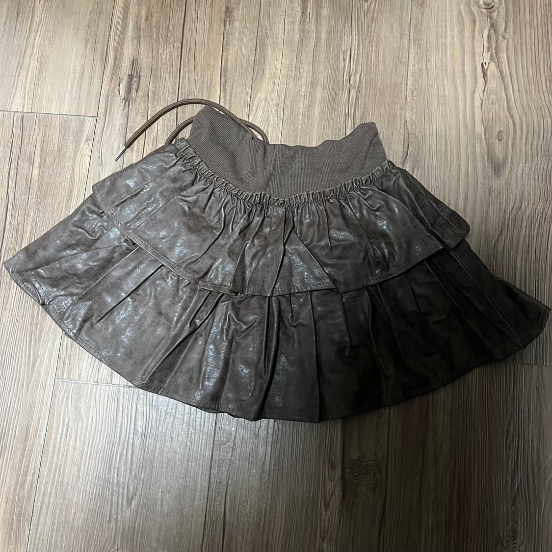 vintage leather skirt(brown) 상품이미지3