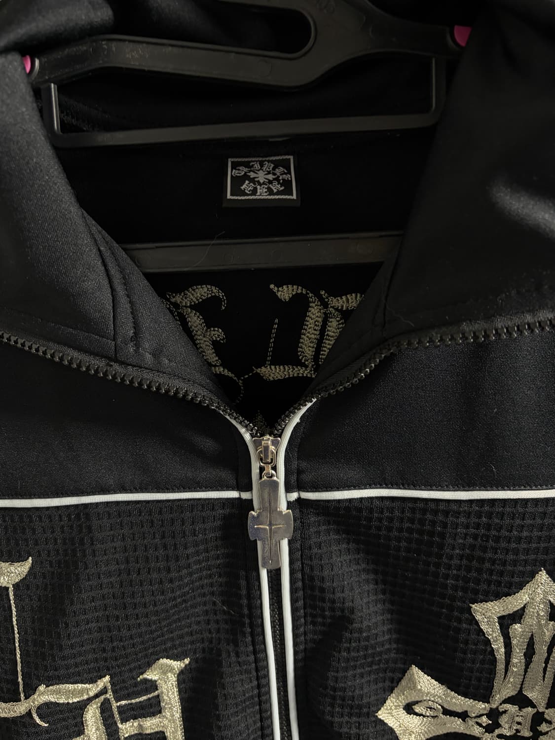 JPN 일본 빈티지 고딕풍 십자가 프린팅 오버핏 반팔 져지 집업  상품이미지9