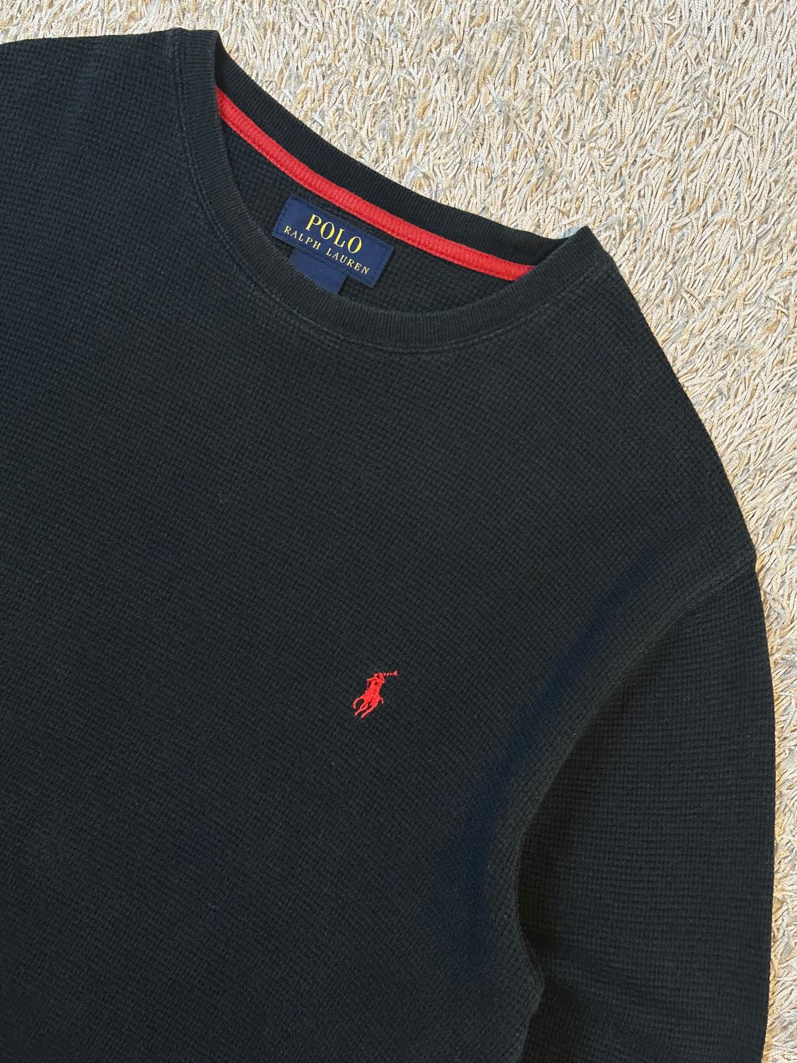 폴로 랄프로렌 POLO 신형 와플 니트 롱슬리브 긴팔 블랙 상품이미지2