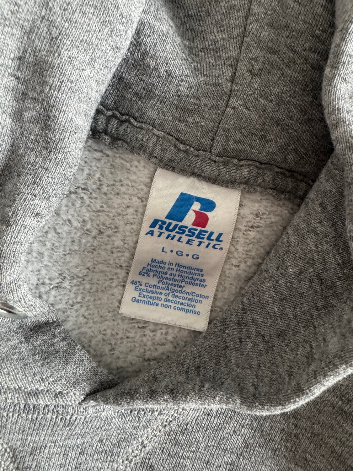 [L] 00s 러셀 애슬레틱 레터링 후드 그레이 상품이미지3