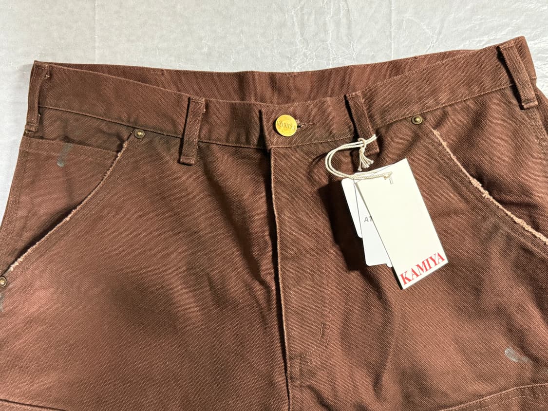 [S] 카미야 보로 덕 페인터 팬츠 브라운 더블니 상품이미지6