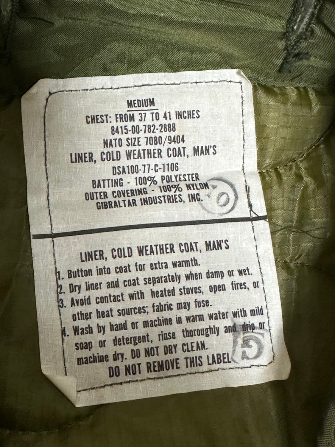 M65 필드자켓 3세대 미듐롱 민트급 라이너포함 상품이미지10